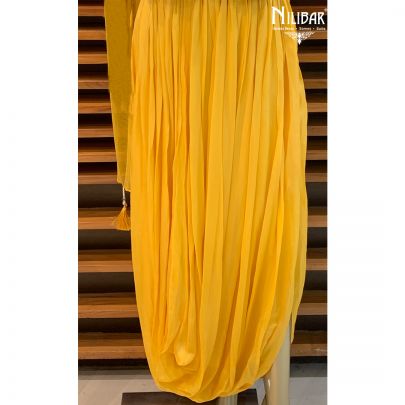 Yellow Chinon Drape Skirt Suit
