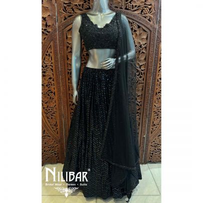 Black Georgette Sequin Casual Lehenga
