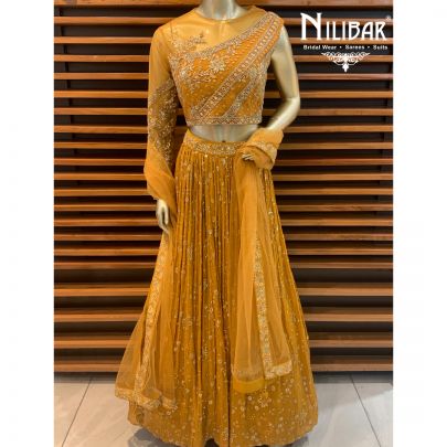 Mustard Chinon Lehenga