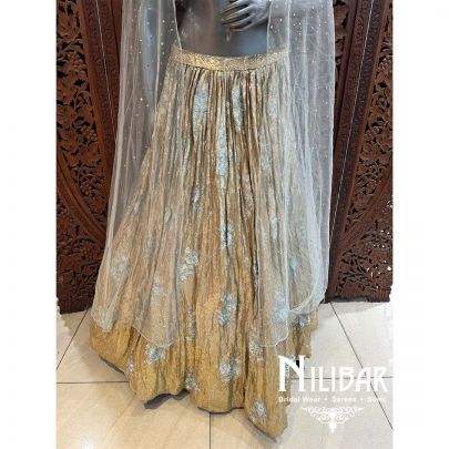 Gold & Gray Georgette Sequin Casual Lehenga