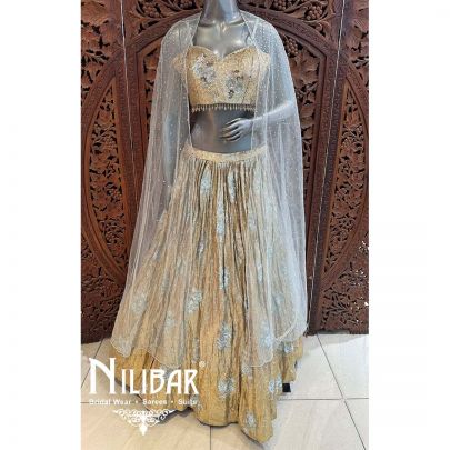 Gold & Gray Georgette Sequin Casual Lehenga