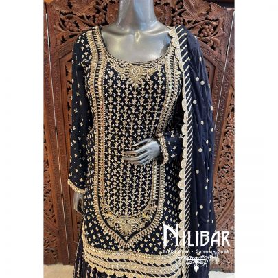 Navy Blue Georgette Sequin Casual Lehenga