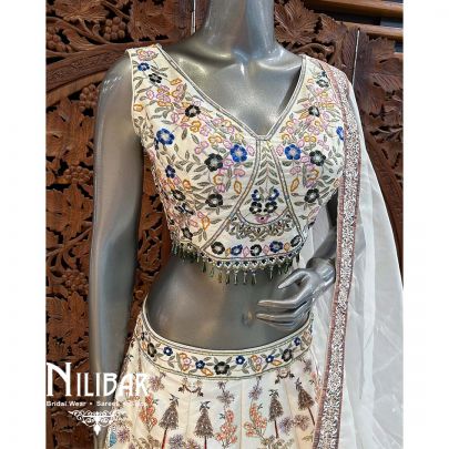 White Organza Silk Lehenga