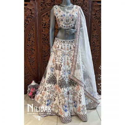 White Organza Silk Lehenga