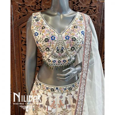 White Organza Silk Lehenga