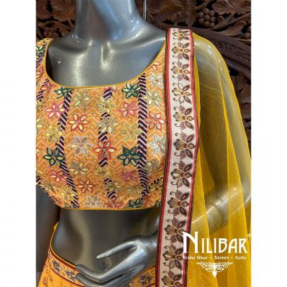 Mustard Yellow Silk Net Lehenga