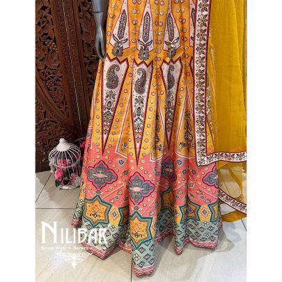Mustard Yellow Silk Net Lehenga