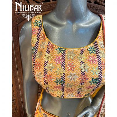 Mustard Yellow Silk Net Lehenga