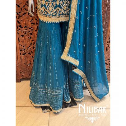Peacock Georgette Organza Garara Suit