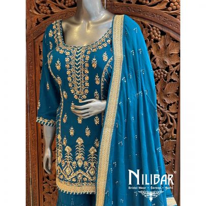 Peacock Georgette Organza Garara Suit