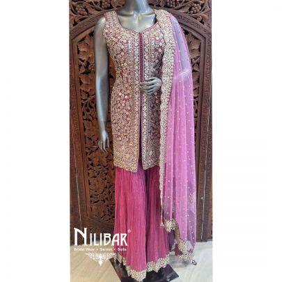Lilac Silk Net Garara Suit