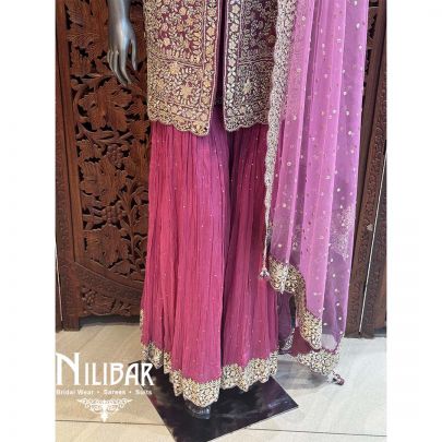 Lilac Silk Net Garara Suit