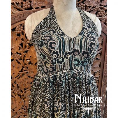 Black Georgette Sequin Gown