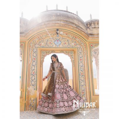 Mehandi Green Micro Velvet Net Lehenga