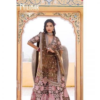 Mehandi Green Micro Velvet Net Lehenga