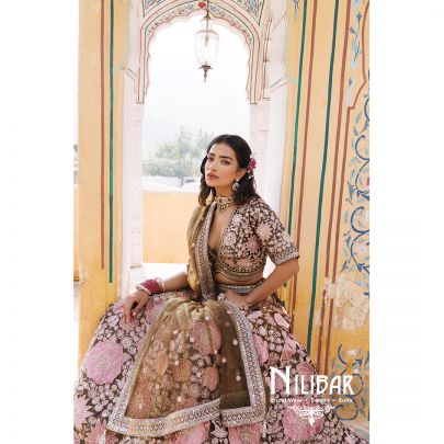 Mehandi Green Micro Velvet Net Lehenga