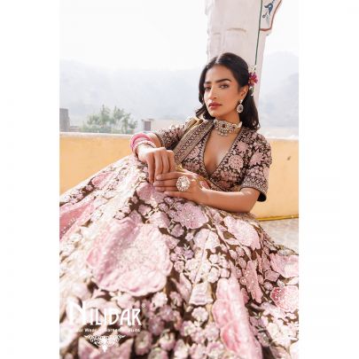 Mehandi Green Micro Velvet Net Lehenga