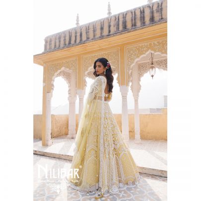 Yellow Net Sequin Lehenga
