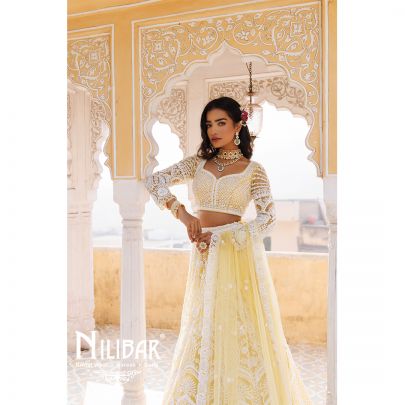 Yellow Net Sequin Lehenga
