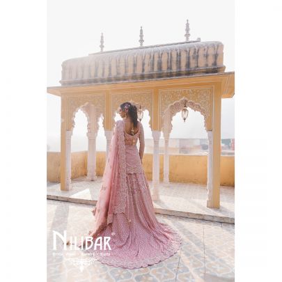 Pastel Pink Organza Net Lehenga