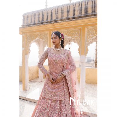 Pastel Pink Organza Net Lehenga