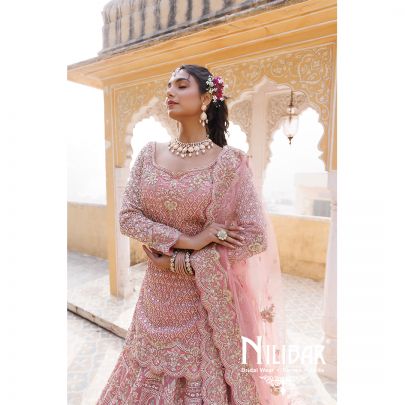 Pastel Pink Organza Net Lehenga