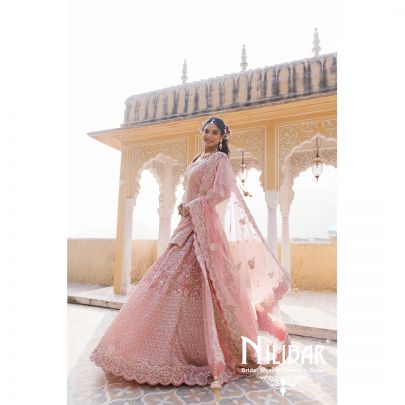 Pastel Pink Organza Net Lehenga