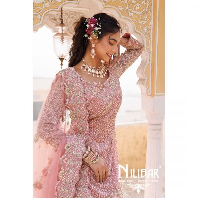 Pastel Pink Organza Net Lehenga