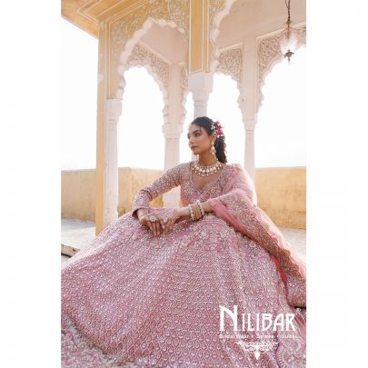 Pastel Pink Organza Net Lehenga
