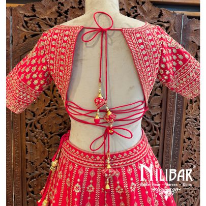 Red Silk Net Bridal Lehenga