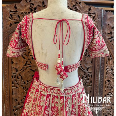 Red Silk Net Bridal Lehenga