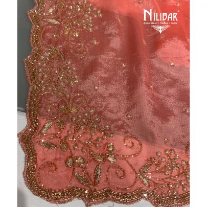 Peach Orange Crepe Unstitched Suit
