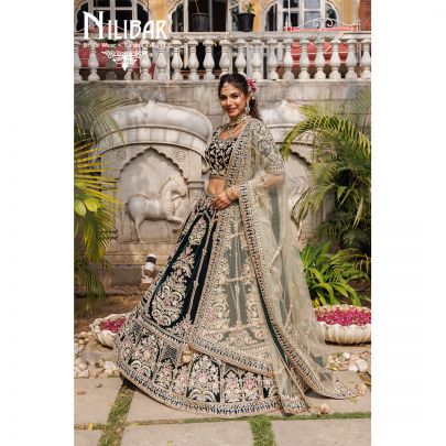 Bottle Green Bridal Lehenga