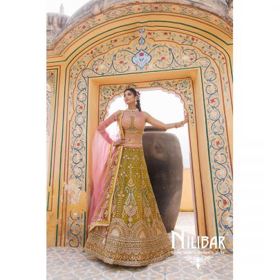 Green and Pink Net Lehenga