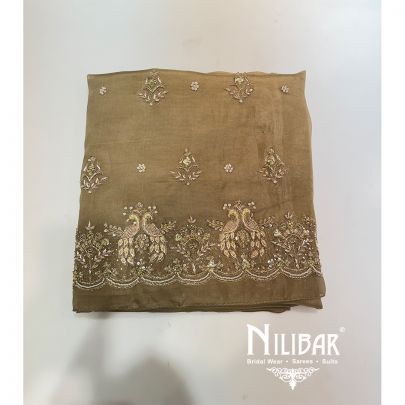 Mehendi Green Organza Embroidered Unstitched Suit