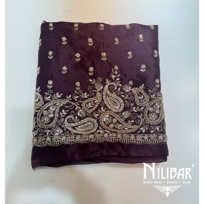 Purple Organza Embroidered Unstitched Suit