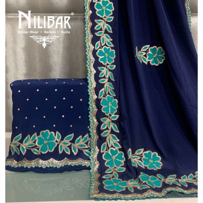 Indigo Blue Crepe Unstitched Suit