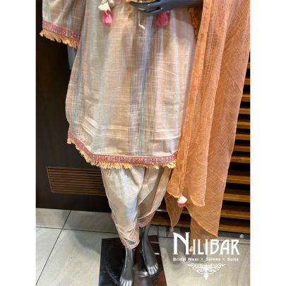 Light Orange Cotton Dhoti Suit