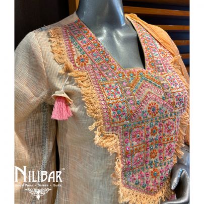 Light Orange Cotton Dhoti Suit