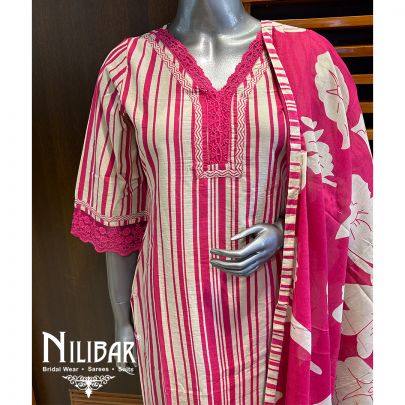 Skin And Pink Cotton Pant Suit