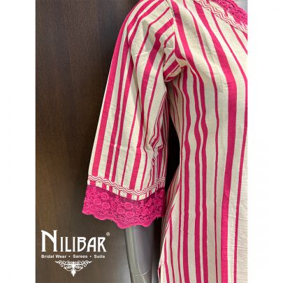 Skin And Pink Cotton Pant Suit