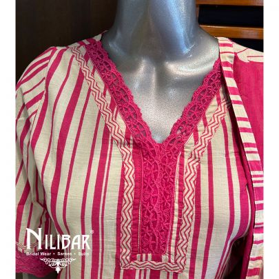 Skin And Pink Cotton Pant Suit