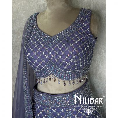 Floral Purple Net Casual Lehenga