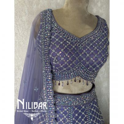 Floral Purple Net Casual Lehenga