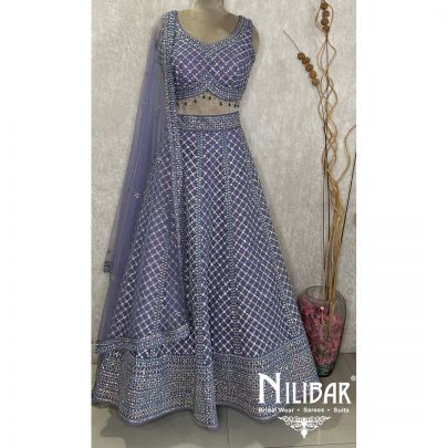 Floral Purple Net Casual Lehenga