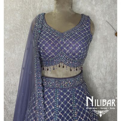 Floral Purple Net Casual Lehenga