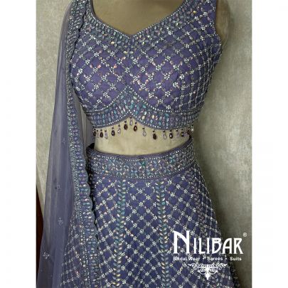 Floral Purple Net Casual Lehenga