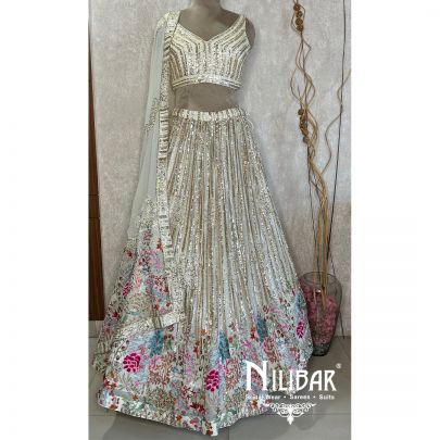 White Georgette Casual Lehenga