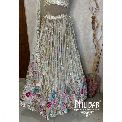 White Georgette Casual Lehenga