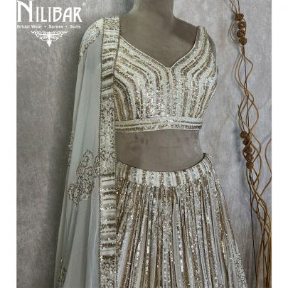 White Georgette Casual Lehenga